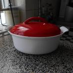 Aparte DRU Ulft gietijzer email pan met deksel rood wit TOP, Ophalen of Verzenden