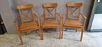 3 stuks houten ikea stoelen met armleuning, Ophalen, Gebruikt, Ikea, Drie