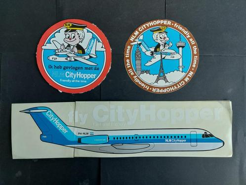 3 stickers van de NLM Cityhopper (ST8), Verzamelen, Luchtvaart en Vliegtuigspotten, Gebruikt, Patch, Badge of Embleem, Ophalen of Verzenden