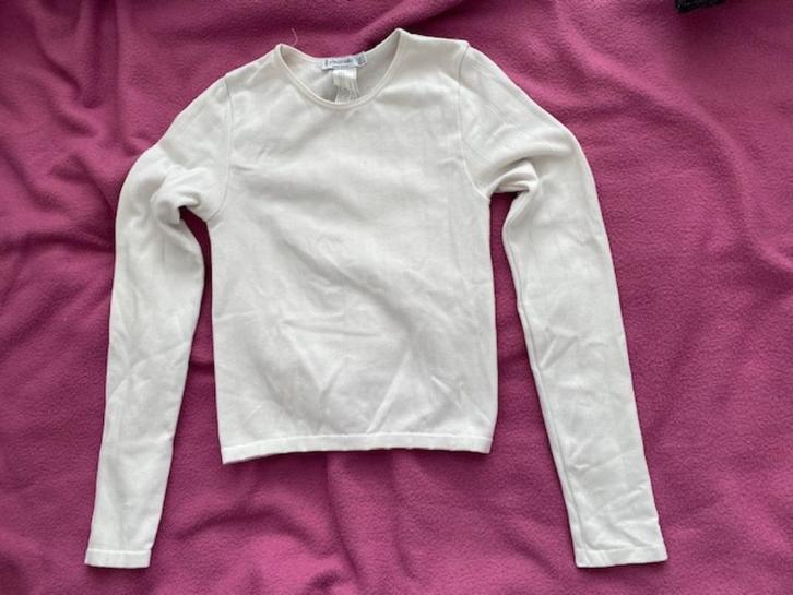 wit topje met lange mouw mt s Stradivarius, Kleding | Dames, Tops, Gedragen, Maat 36 (S), Wit, Lange mouw, Ophalen of Verzenden