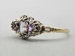 Gouden Vintage ring  edelsteen amethist en diamant. 2025/335, Paars, Ophalen of Verzenden, Zo goed als nieuw, .