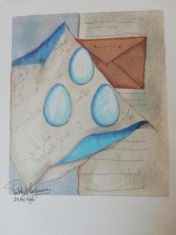 * Patty Harpenau (1959), Eggs. Zeefdruk. Ongekaderd. 23/28 beschikbaar voor biedingen