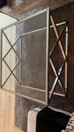 Grote Glazen Salontafel met Metalen Onderstel, Huis en Inrichting, Tafels | Salontafels, Ophalen, Gebruikt, 100 tot 150 cm, Vierkant