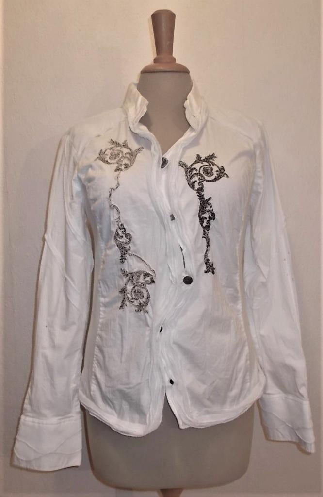 Mooie witte bewerkte blouse van Elisa Cavaletti! M, Ophalen of Verzenden, Zo goed als nieuw, Maat 38/40 (M), Wit