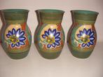 3x Zuid Holland Gouda plateel keramiek vazen met decor Regal, Antiek en Kunst, Antiek | Vazen, Ophalen of Verzenden