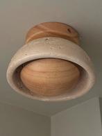 Japandi Travertin & Hout plafond lamp, Ophalen of Verzenden, Nieuw, Hout, Japandi