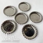 Set zes vintage, metalen onderzetters petit fours schaaltjes, Huis en Inrichting, Gebruikt, Glas of Kopje, -, -