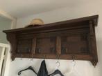 kapstok met hoedenplank, degelijk eiken en brons, Gebruikt, 100 tot 150 cm, Hout, Ophalen