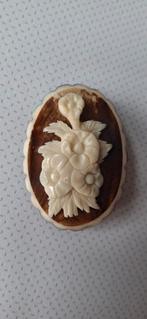 Vintage Camee Broche Bloem, Overige materialen, Gebruikt, Bruin, Minder dan 4 cm