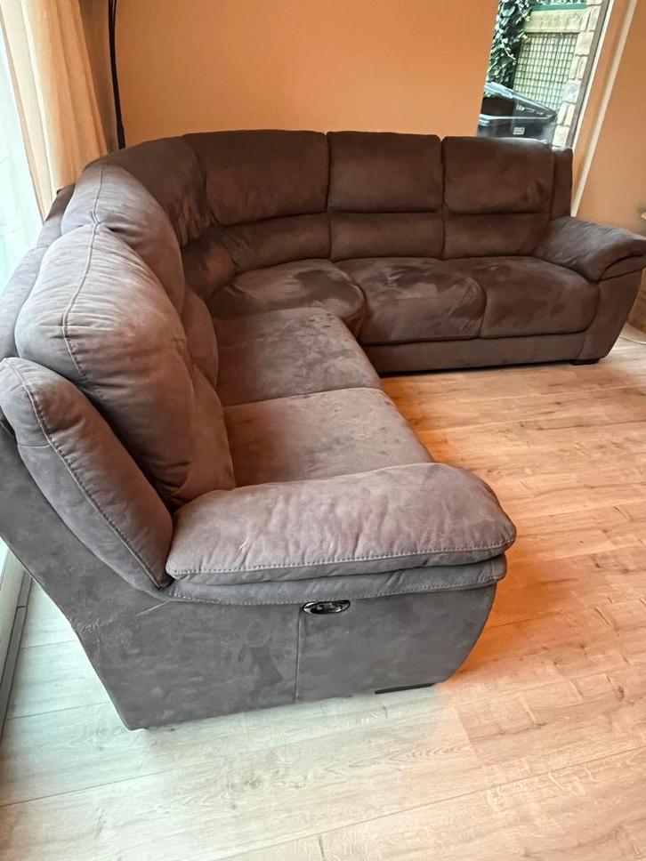 Comfortabele Hoekbank - Bruin, Huis en Inrichting, Banken | Complete zithoeken, Gebruikt, Stof, Ophalen