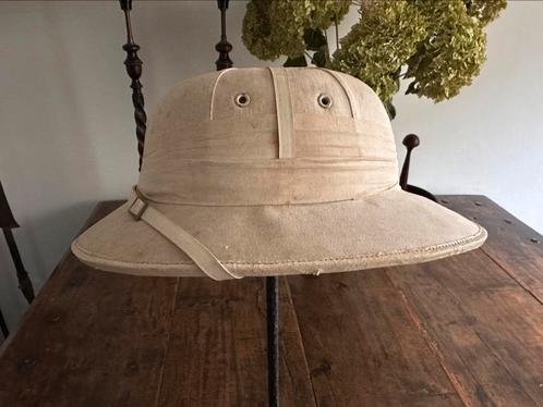 Tropenhelm koloniaal Belgisch Congo 1950 U.M.H.K. Chef., Antiek en Kunst, Kunst | Niet-Westerse kunst, Ophalen of Verzenden