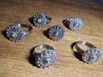 6 Metalen Zeeuwse knop Servetringen Set, Ophalen of Verzenden, Gebruikt, Zilver, Los bestek