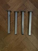 4 chromen vierkanten meubel/tafel poten 30 cm hoog, Ophalen, Tafelpoot, Minder dan 50 cm, Gebruikt
