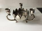 Verzilverde Italiaanse lotusvorm kandelaar, candelabra, Ophalen of Verzenden, Zilver