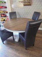 Eettafelrond met 4 stoelen, Huis en Inrichting, Tafels | Eettafels, 100 tot 150 cm, Rond, Zo goed als nieuw, Vier personen