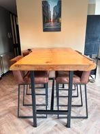 Gave bartafel te koop – massief hout & staal, Ophalen, Gebruikt