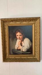 Vintage schilderij meisje, Ophalen of Verzenden