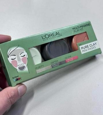 L'Oréal Paris Pure Clay Gezichtsmasker - 3x 10 ml masker beschikbaar voor biedingen