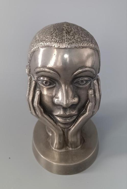 Vintage tinnen hoofdje van Potstainiers Hutois, Antiek en Kunst, Antiek | Tin, Ophalen of Verzenden