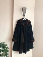 Wollen Manteljas met Bontkraag, Kleding | Dames, Ophalen of Verzenden, Zo goed als nieuw, Maat 42/44 (L), Zwart