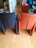 Set van 4 mooie leren eetkamer-stoelen, Huis en Inrichting, Stoelen, Ophalen, Gebruikt, Zwart, Leer