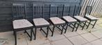 Zes zwarte Ikea Hemnes houten stoelen met kussens, Huis en Inrichting, Stoelen, Ophalen, Hout, Gebruikt, Vijf, Zes of meer stoelen
