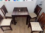 Houten Eettafel met 4 Stoelen, Tuin en Terras, Tuinsets en Loungesets, 4 zitplaatsen, Gebruikt, Eettafel, Ophalen of Verzenden