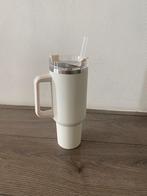 Grote beige/witte drinkbeker met rietje - nieuw, Ophalen of Verzenden