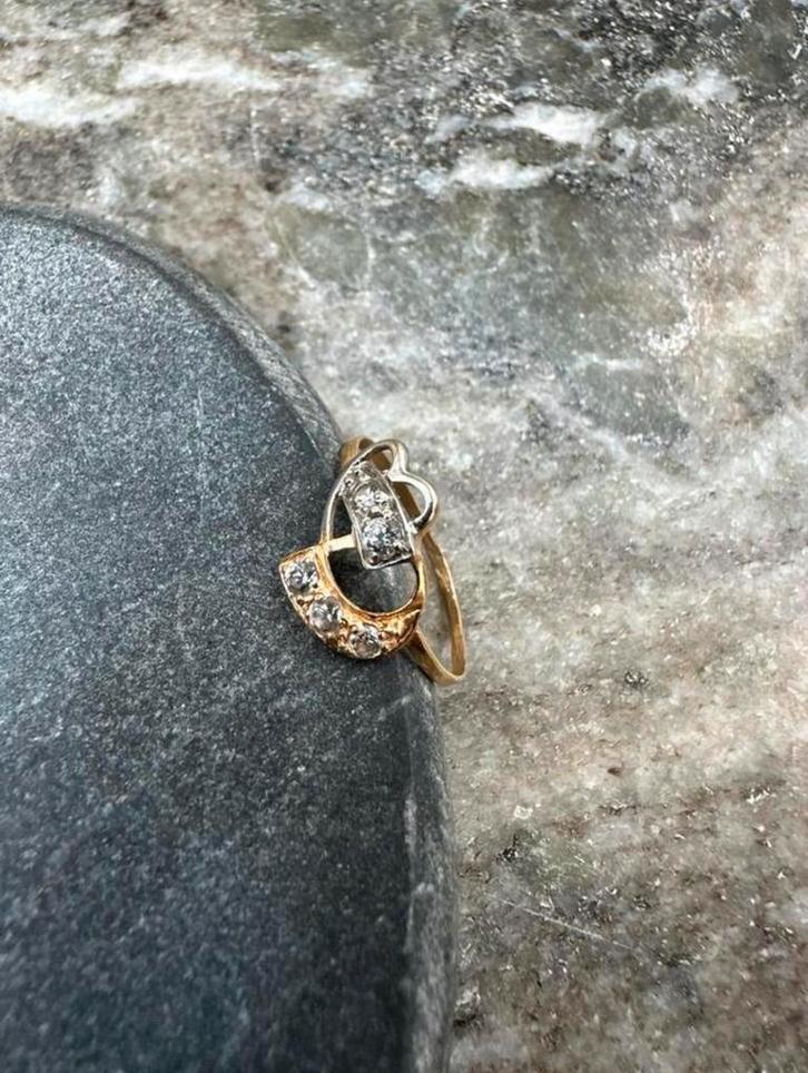 18k Gouden Tricolor Ring met zirkonia, Sieraden, Tassen en Uiterlijk, Ringen, Nieuw, Dame, Goud, Ophalen of Verzenden