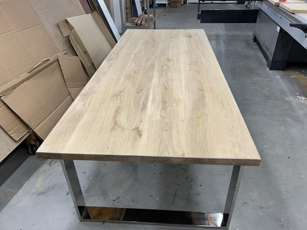 Massief eiken tafelblad | tafelblad massief eiken nieuw, Doe-het-zelf en Verbouw, Hout en Planken, 25 tot 50 mm, Eiken, Nieuw