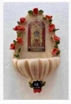 Mooi Brocante wijwater bakje, uit Rome, met rozen, Ophalen of Verzenden