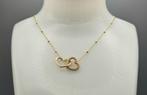 Gold vermeil op zilver collier bolletjes/hart. 2025/278