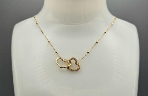 Gold vermeil op zilver collier bolletjes/hart. 2025/278, Sieraden, Tassen en Uiterlijk, Kettingen, Nieuw, Goud, Goud, Ophalen of Verzenden