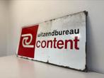 content uitzendbureau emaille reclamebord, Antiek en Kunst, Antiek | Emaille, Ophalen of Verzenden