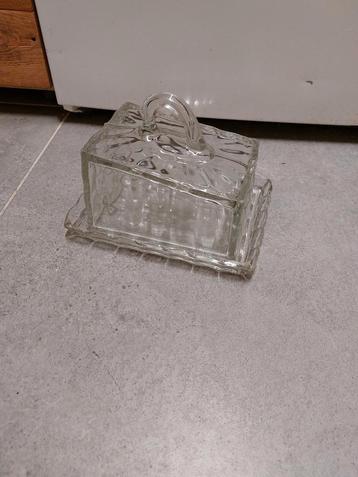 Art deco Jugendstil glazen kaasbak botervloot  beschikbaar voor biedingen