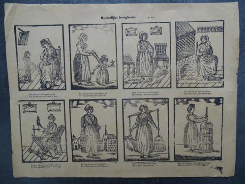 Centsprent - Huisselijke Bezigheden, Antiek en Kunst, Kunst | Etsen en Gravures, Ophalen of Verzenden