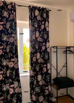 Ikea Rosenmott Gordijnen - Bloemenprint boho cottagecore, Huis en Inrichting, 100 tot 150 cm, 200 cm of meer, Zwart, Ophalen of Verzenden