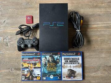 Playstation 2 controller, memory card, games, speelklaar PS2