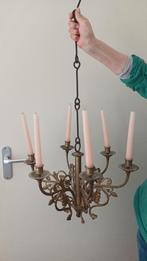 Antieke zware koperen kaarsenkroon., Ophalen of Verzenden, Koper of Brons