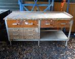 Zware, vintage werkbank 1.66m x 64cm, Doe-het-zelf en Verbouw, Werkbanken, Ophalen, Gebruikt, 120 tot 170 cm