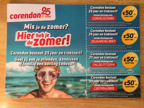 1 x 50 euro korting bij Corendon, Tickets en Kaartjes, Kortingen en Cadeaubonnen, Eén persoon, Overige typen, Kortingsbon