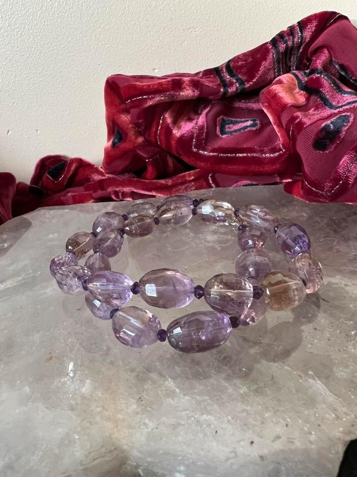 Ametrien amethist citrien geluk beschermt welvaart powerful, Sieraden, Tassen en Uiterlijk, Armbanden, Nieuw, Zilver, Paars, Met bedels of kralen