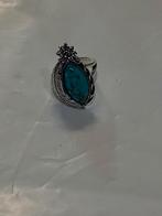 Turquoise edelsteen met zilveren ring, Sieraden, Tassen en Uiterlijk, Ringen, Blauw, Ophalen of Verzenden, Zo goed als nieuw, Zilver