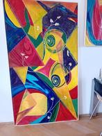Abstract schilderij Kleurexplosie op doek 115 X 210cm, Nieuw, 125 cm of meer, Ophalen of Verzenden, Schilderij