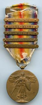 WO1 US Victory Medal met 5 Clasps (Wrap Brooch), Ophalen of Verzenden, Landmacht, Amerika, Lintje, Medaille of Wings