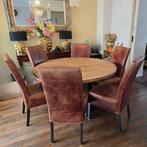 6 eetkamer stoelen van schapenleer, Huis en Inrichting, Stoelen, Ophalen, Gebruikt, Bruin, Vijf, Zes of meer stoelen