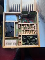 Vintage Houten Spelletjesdoos, Hobby en Vrije tijd, Gezelschapsspellen | Bordspellen, Een of twee spelers, Ophalen of Verzenden