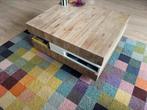 Speelse salontafel met wieltjes, houtlook en wit, Ophalen, 100 tot 150 cm, 50 tot 100 cm, Zo goed als nieuw