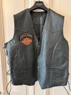 Biker motor vest gilet leer XXL met Harley Davidson patches, Ophalen of Verzenden, Zo goed als nieuw, Overige maten, Zwart