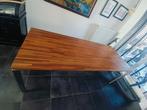 Eettafel 90x220x75 Mixed wood blad/RVS frame., Huis en Inrichting, Tafels | Eettafels, Ophalen, 200 cm of meer, 50 tot 100 cm